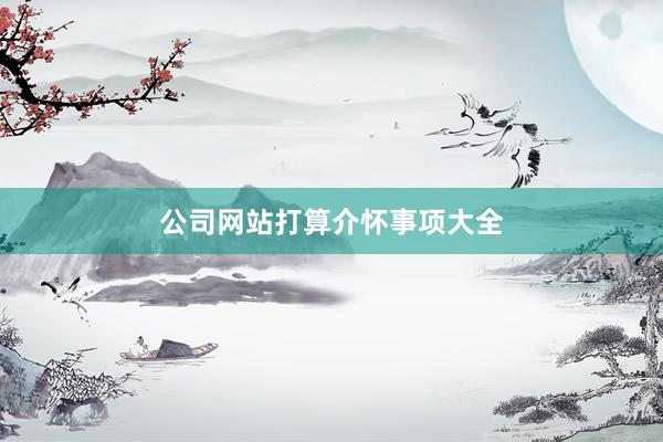 公司网站打算介怀事项大全